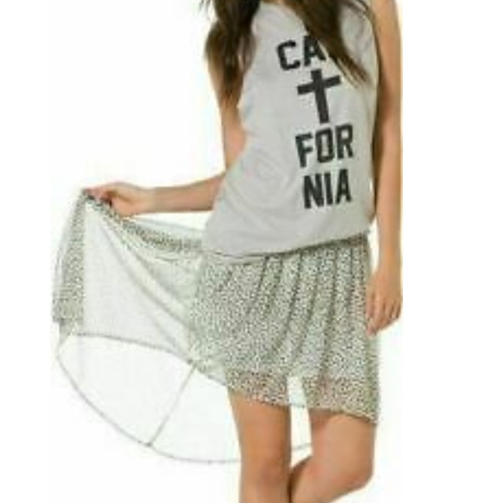 Billabong White And Black heart Print High Low Skirt Size Medium